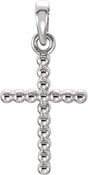 14K Gold Beaded Cross Necklace or Pendant - White Gold