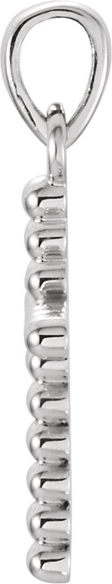 14K Gold Beaded Cross Necklace or Pendant - White Gold - view 2