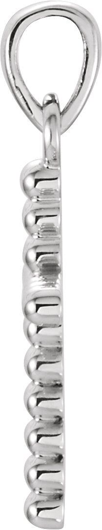 14K Gold Beaded Cross Necklace or Pendant - White Gold - view 2