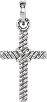 Platinum Rope Cross Pendant