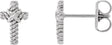 14K Gold Rope Cross Earrings - White Gold