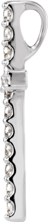 Platinum Round Natural Diamond Petite Cross Necklace or Pendant – up to 1/2 CTW - view 8