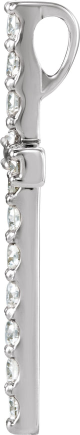 Platinum Round Natural Diamond Petite Cross Necklace or Pendant – up to 1/2 CTW - view 6