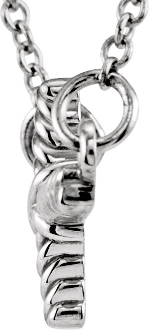 14K Gold Rope Sideways Cross Necklace - White Gold - view 2