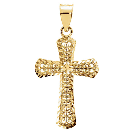 14K Gold Fancy Cross Pendant - view 2