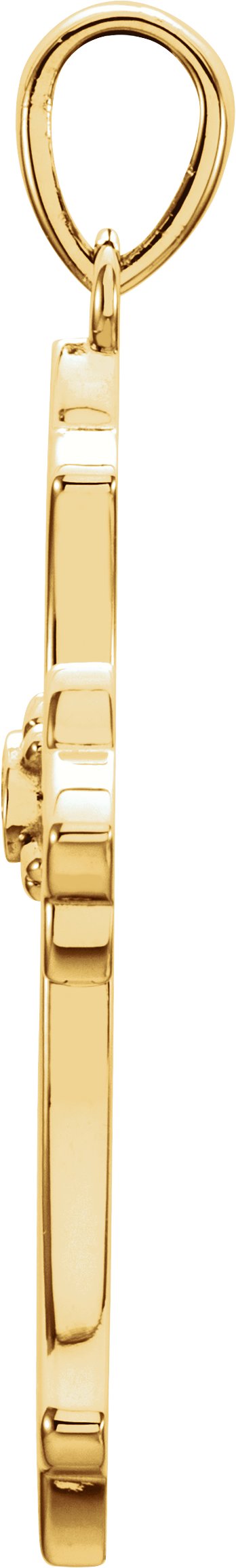 14K Gold Round Natural Diamond Cross Pendant – 0.03 CTW · 2mm Stones - Yellow Gold - view 6