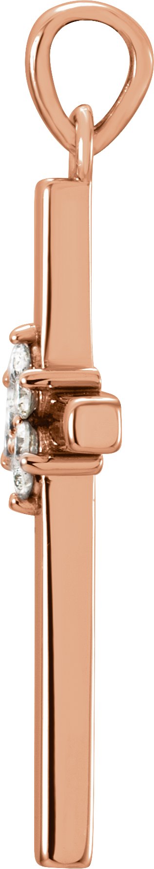 14K Gold Round Natural Diamond Cross Pendant – up to 0.06 CTW - Rose Gold - view 6