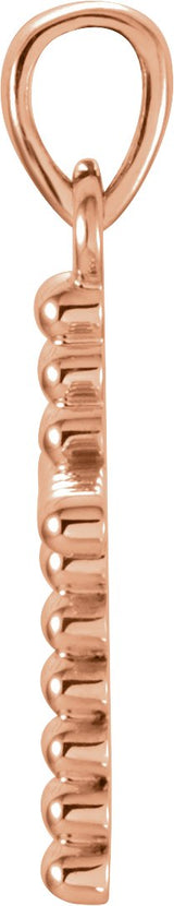 14K Gold Beaded Cross Necklace or Pendant - Rose Gold - view 2