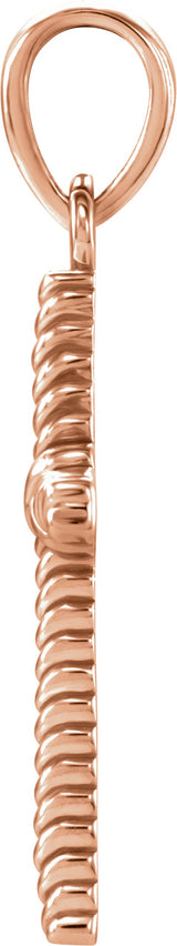 14K Gold Rope Cross Pendant - Rose Gold - view 2