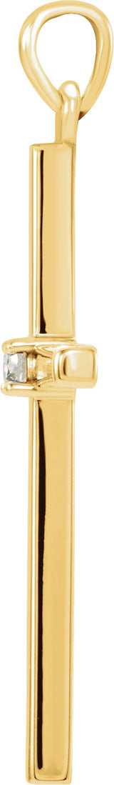 14K Gold Round Natural Diamond Birthstone Cross Pendant - Yellow Gold - view 6