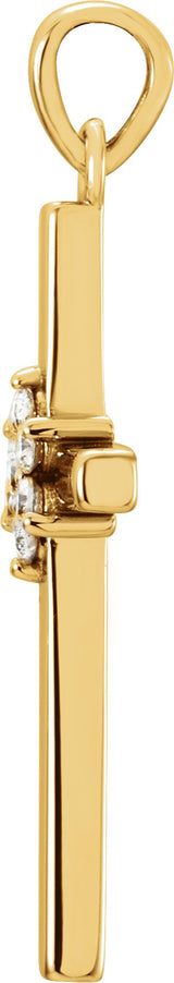 14K Gold Round Natural Diamond Cross Pendant – up to 0.06 CTW - Yellow Gold - view 4