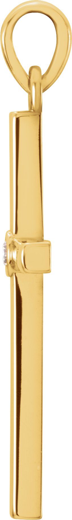 14K Gold Round Natural Diamond Cross Pendant – up to 0.01 CTW - Yellow Gold - view 6