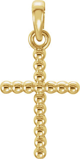 14K Gold Beaded Cross Necklace or Pendant - Yellow Gold