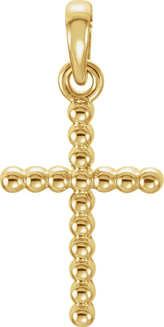 14K Gold Beaded Cross Necklace or Pendant - Yellow Gold