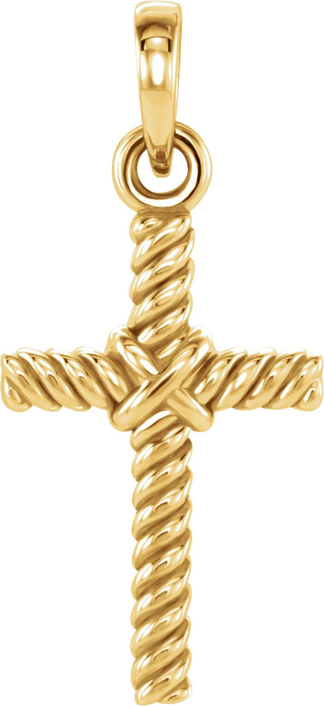 14K Gold Rope Cross Pendant - Yellow Gold