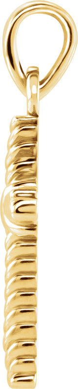 14K Gold Rope Cross Pendant - Yellow Gold - view 2
