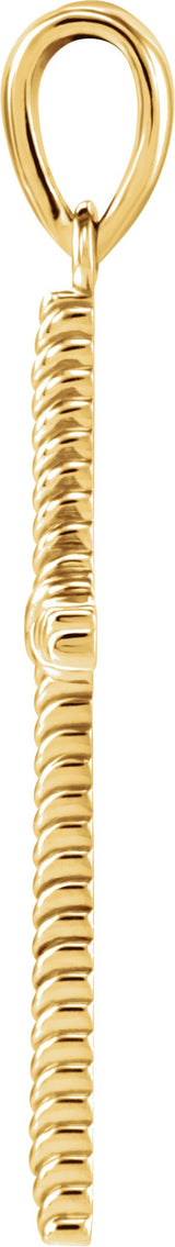 10K Gold Rope Cross Pendant - view 2