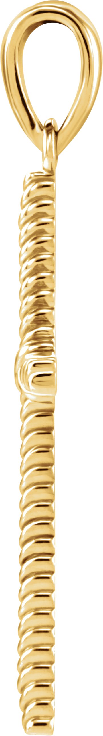 10K Gold Rope Cross Pendant - view 2
