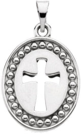 14K Gold Beyond the Cross Reversible Pendant - White Gold