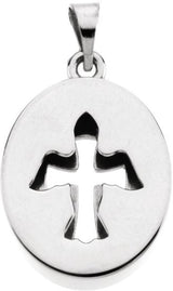 14K Gold Beyond the Cross Reversible Pendant - White Gold - view 2
