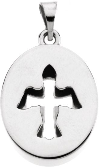 14K Gold Beyond the Cross Reversible Pendant - White Gold - view 2