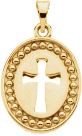 14K Gold Beyond the Cross Reversible Pendant - Yellow Gold