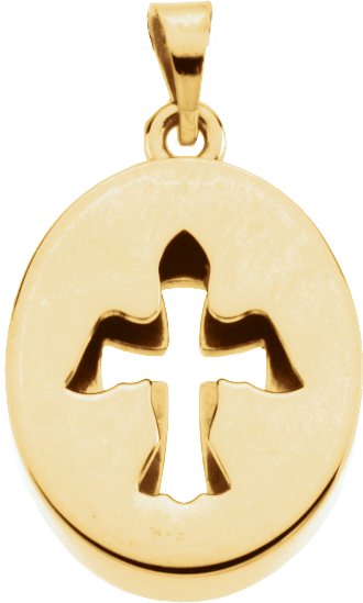14K Gold Beyond the Cross Reversible Pendant - Yellow Gold - view 2