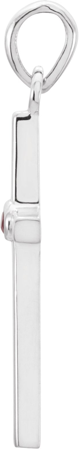 Platinum Round Natural Ruby Cross Pendant - view 6