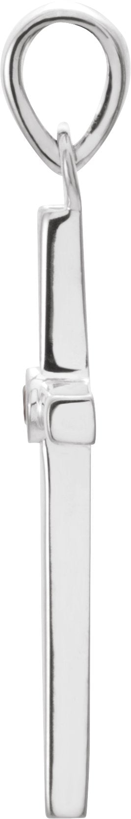 Platinum Round Natural Amethyst Cross Pendant - view 6