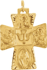 14K Gold Four-Way Cross Medal Necklace or Pendant