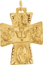 14K Gold Four-Way Cross Medal Necklace or Pendant
