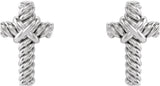 14K Gold Rope Cross Earrings - Rose Gold - view 3