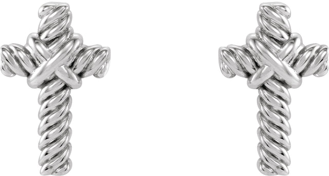 14K Gold Rope Cross Earrings - Rose Gold - view 3