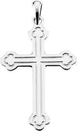 14K Gold Cross Necklace or Pendant – 32x22mm - White Gold