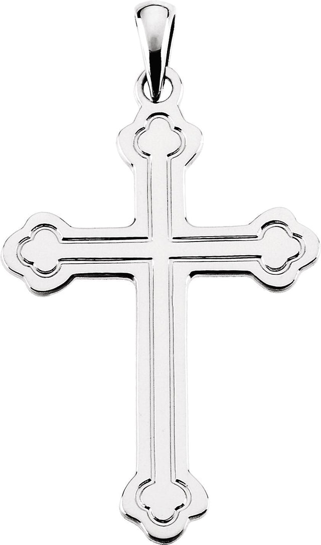 14K Gold Cross Necklace or Pendant – 32x22mm - White Gold