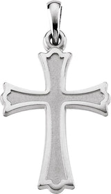 14K Gold Cross Pendant – 27x16mm - White Gold