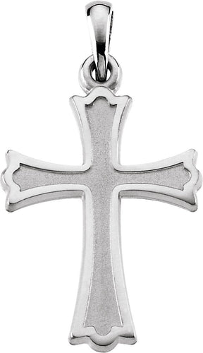 14K Gold Cross Pendant – 27x16mm - White Gold
