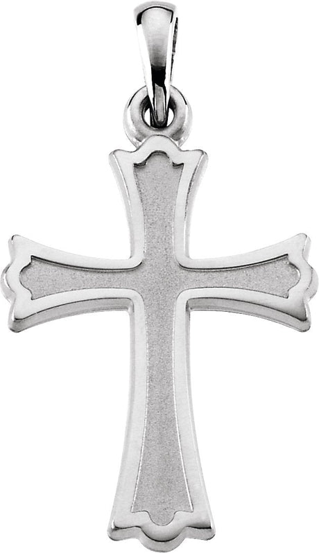 14K Gold Cross Pendant – 27x16mm - White Gold