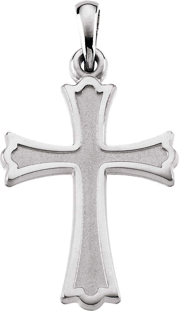 14K Gold Cross Pendant – 27x16mm - White Gold
