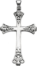 14K Gold Cross Pendant – 38x26mm - White Gold