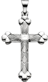 14K Gold Cross Pendant – 35x22mm - White Gold
