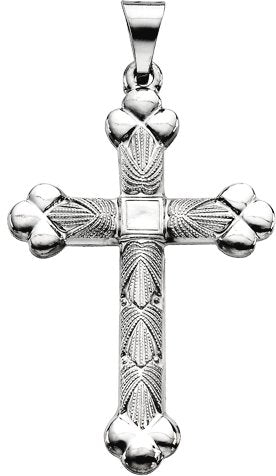 14K Gold Cross Pendant – 35x22mm - White Gold