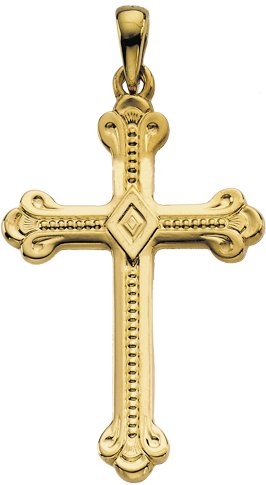14K Gold Cross Pendant VI - Yellow Gold