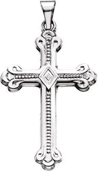 14K Gold Cross Pendant VI - White Gold