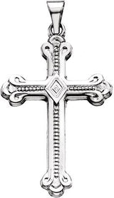 14K Gold Cross Pendant VI - White Gold