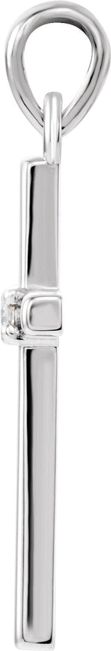 Platinum Round Natural Diamond Birthstone Cross Pendant - view 6