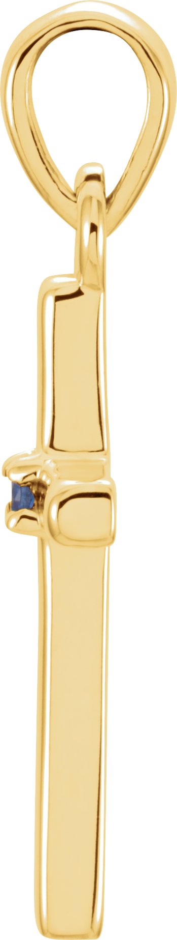 14K Gold Round Natural Amethyst Birthstone Cross Pendant - Yellow Gold - view 6