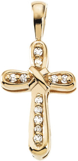 14K Gold Round Natural Diamond Cross Pendant – 0.06 CTW - White Gold - view 4