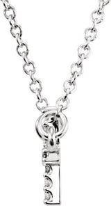14K Gold Round Natural Diamond Sideways Cross Necklace - White Gold - view 6