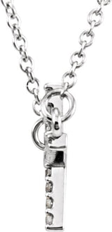 Platinum Round Natural Diamond Sideways Cross Necklace - view 6